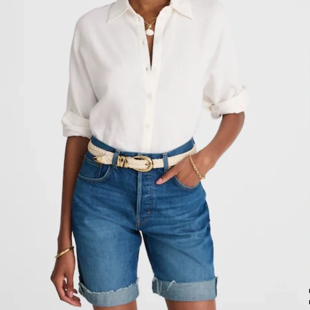Madewell mifflin wash Long Baggy Cuffed Jean Shorts in Mifflin Wash